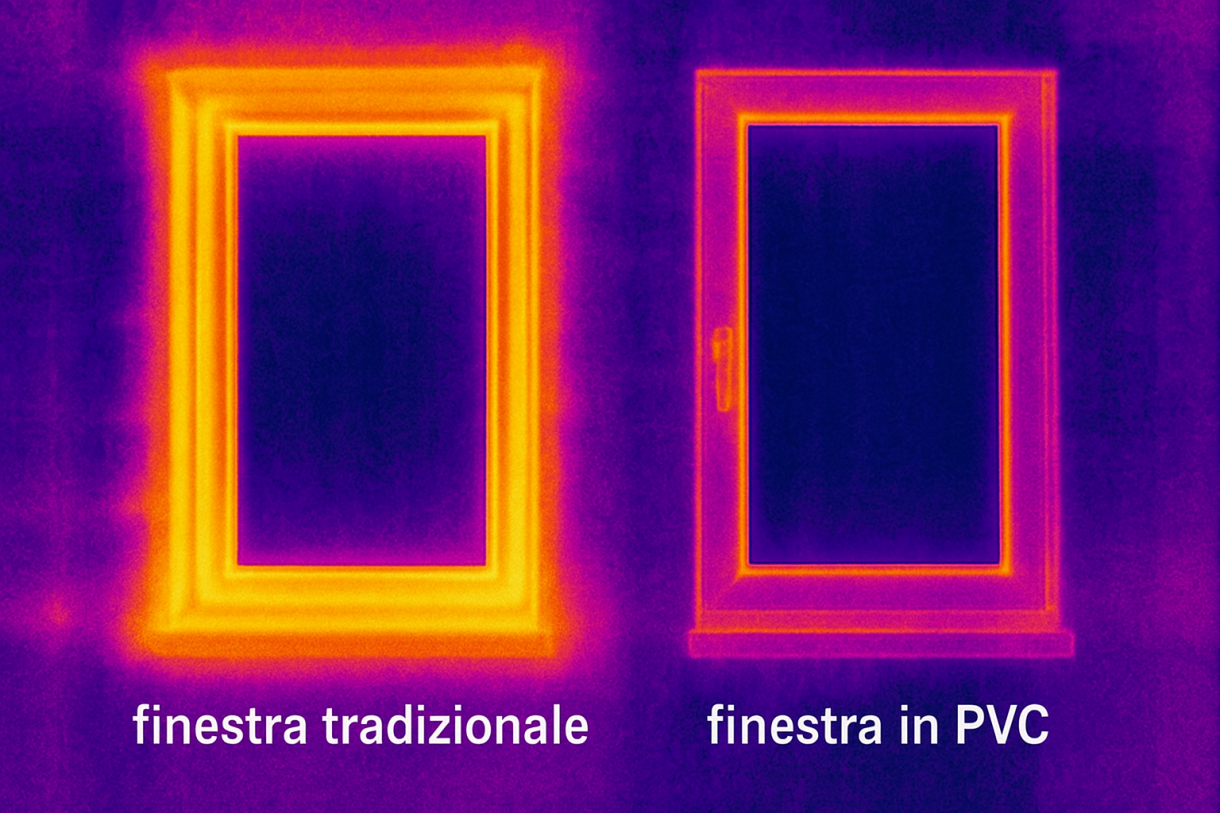 Confronto dispersioni termiche infissi vecchi vs infissi PVC